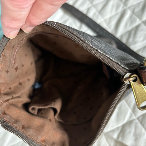 Fossil distressed silver brown crossbody bag Used - Picture 7 of 7
